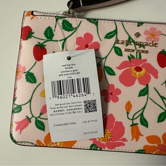 NWT Kate Spade Medium Lucy Strawberry Garden wristlet - Picture 5 of 7
